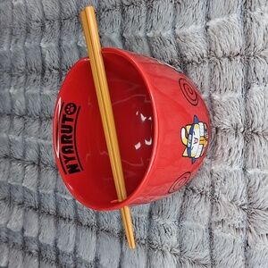 Spencer's MAD Engine Naruto Bowl With Chopsticks Red & Yellow